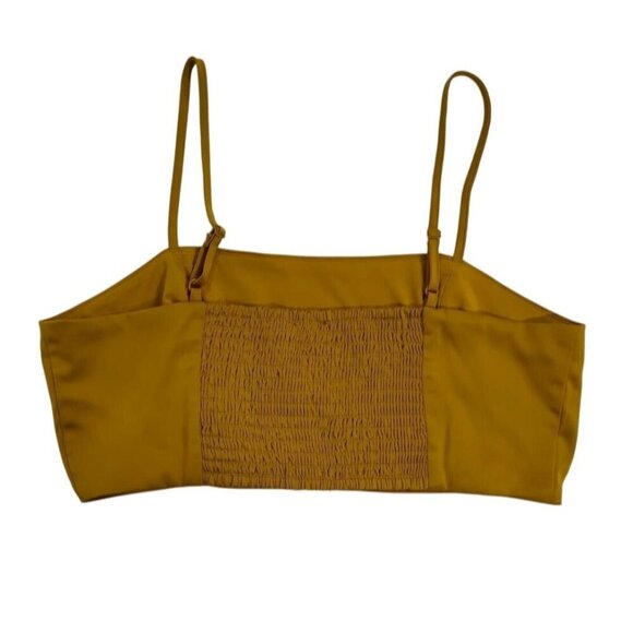 House Of Harlow Smocked Mustard Yellow Cropped Top With Adjustable Straps Size M - Picture 2 of 7